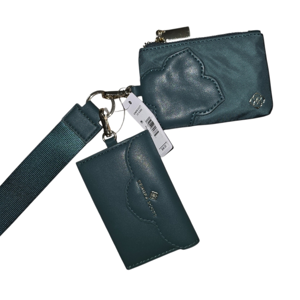 Kendra Scott Dark Green Dual Wallet Keychain NWT
